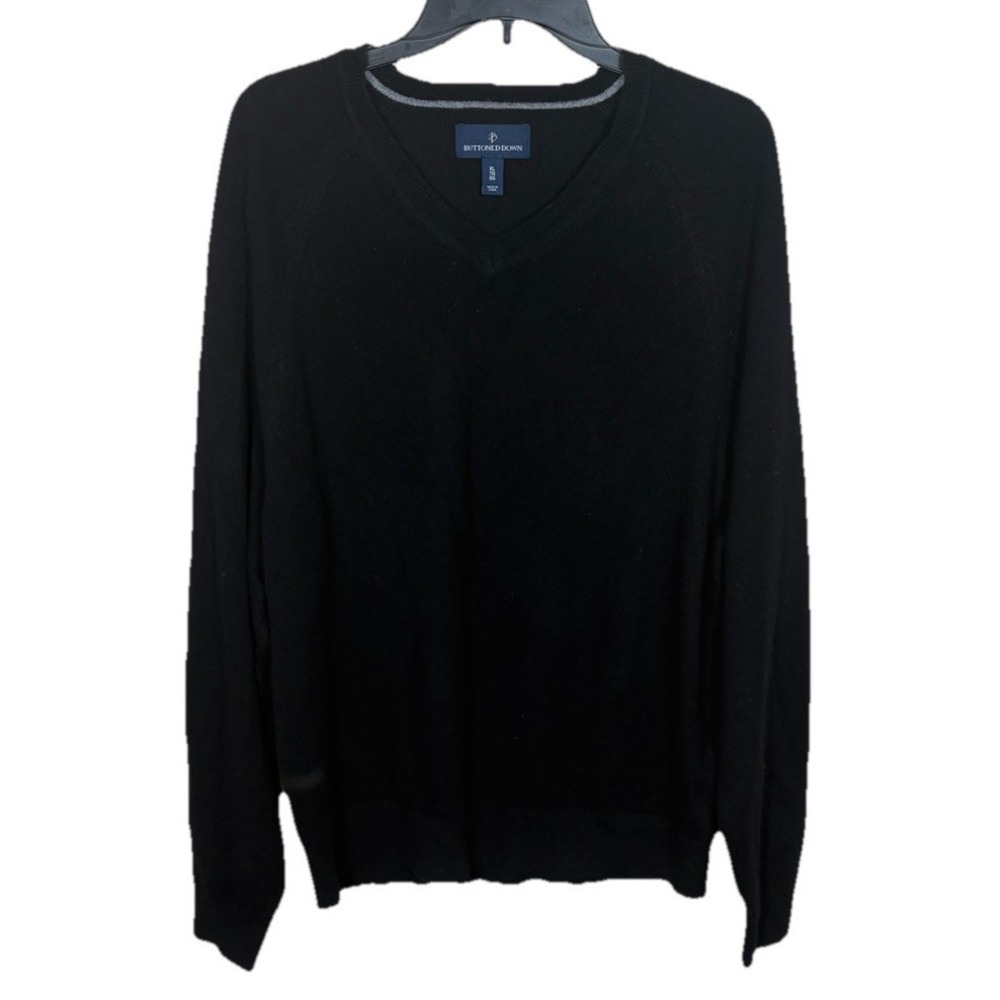 Buttoned Down 100% Cashmere‎ V-Neck Black Sweater Men Size XL Quiet Luxury